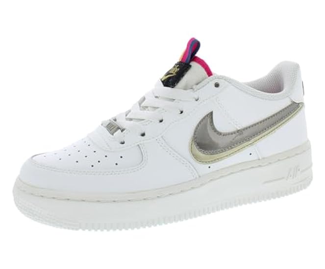 Nike Air Force 1 LV8 Double Swoosh Silver Gold Blanc 23
