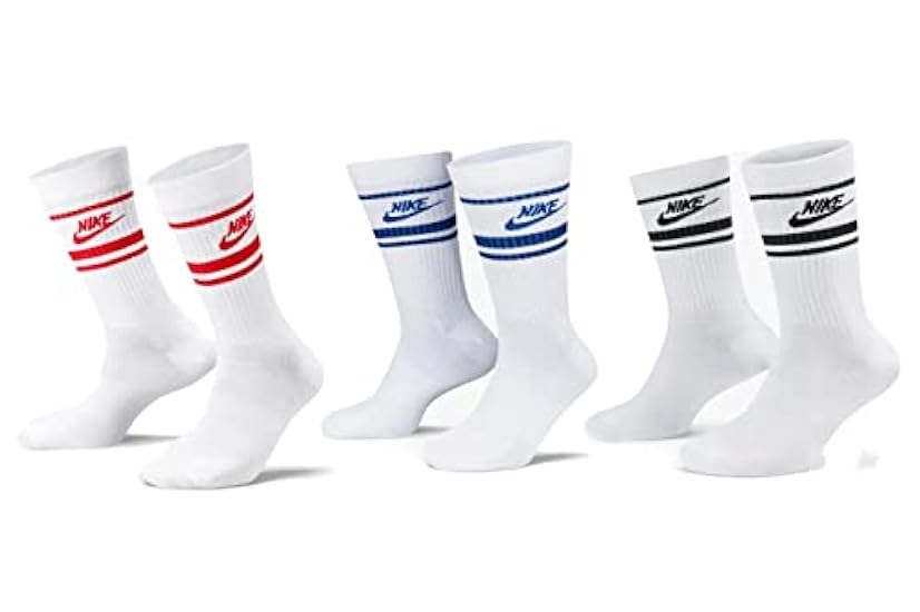 Nike Everyday Essential DX5089 - 9 paia di calzini sportivi unisex, 1 x bianco – nero / 1 x bianco – rosso / 1 x bianco – blu, 38-42 108183771